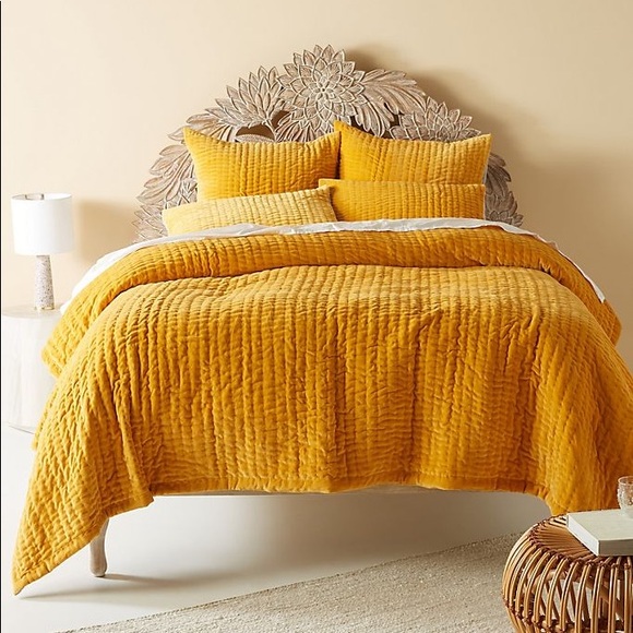 Anthropologie Other - Anthropologie Kantha-Stitched Velvet Quilt queen